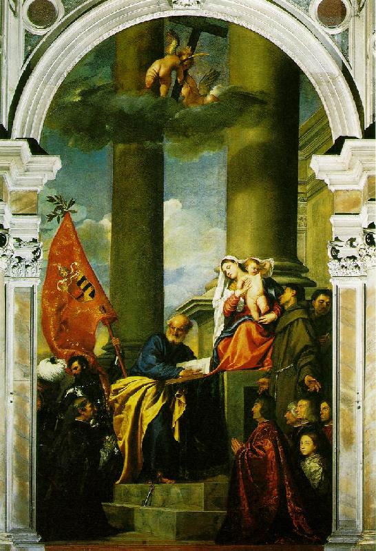 TIZIANO Vecellio Madonna with Saints and Members of the Pesaro Family  r Sweden oil painting art